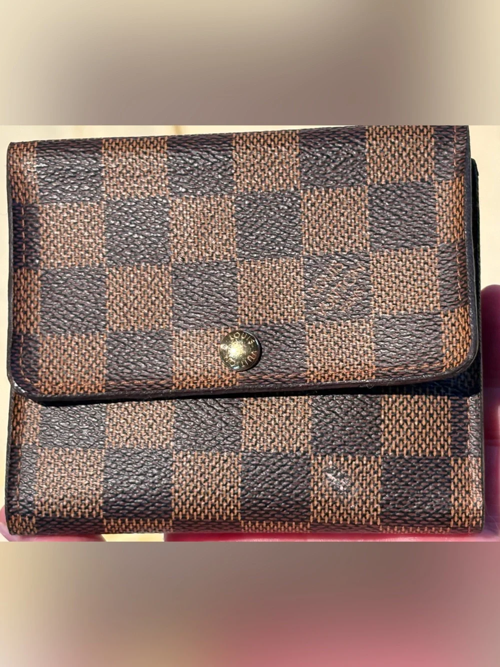 Louis Vuitton Damier Brown Wallet Trifold Numbered Gold Snap